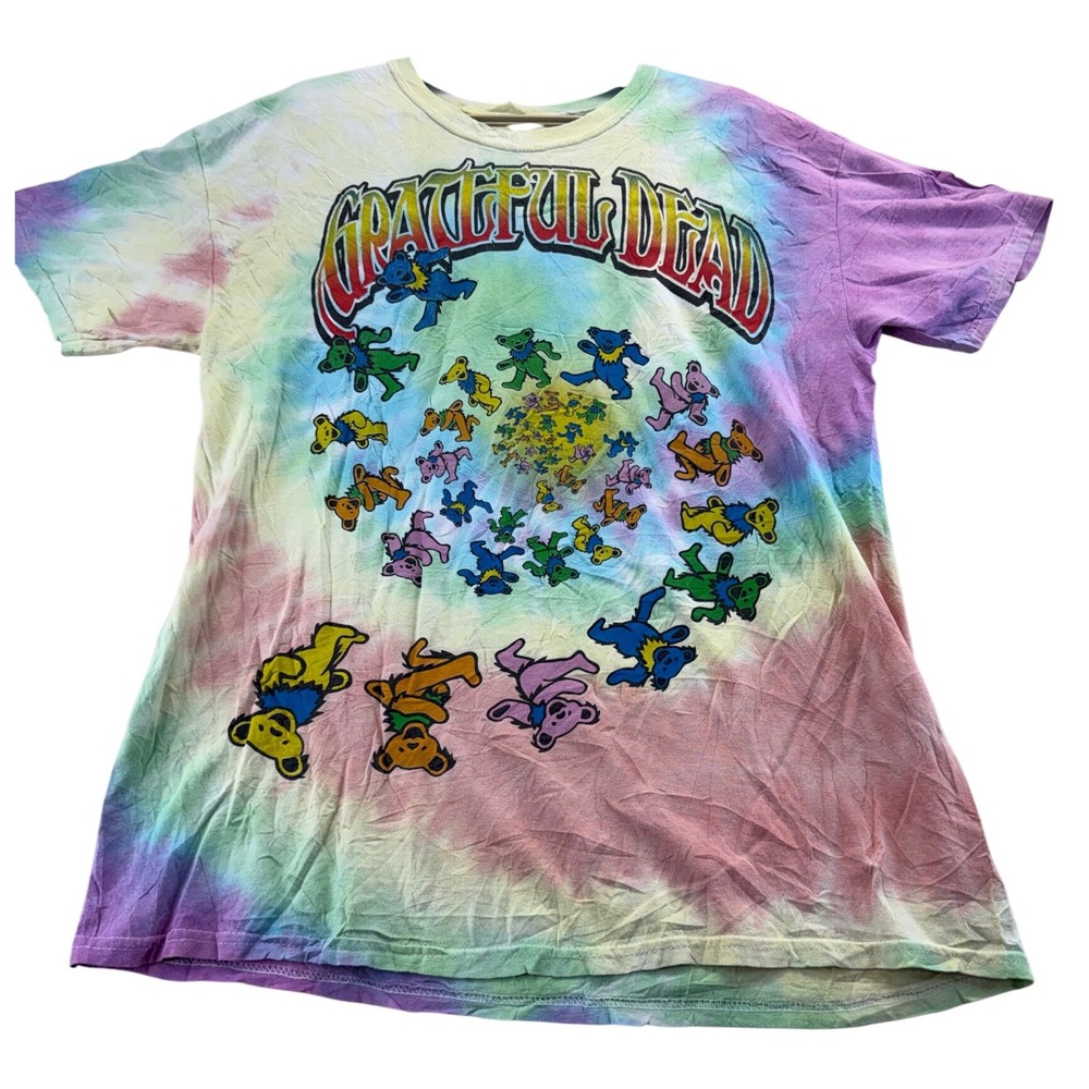 Grateful Dead T Shirt Mens L Multi Color Dancing Bears Tie Dye Graphic Rock Tee